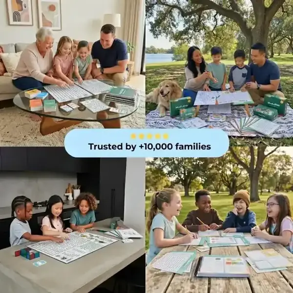 Families using MindKids printable activities together