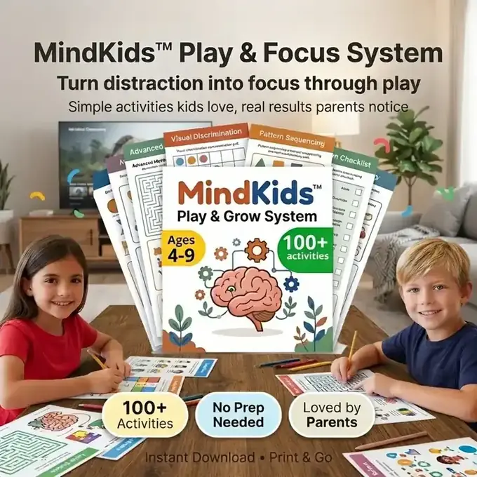 MindKids Play & Focus System printable activity kit for kids ages 4 to 9