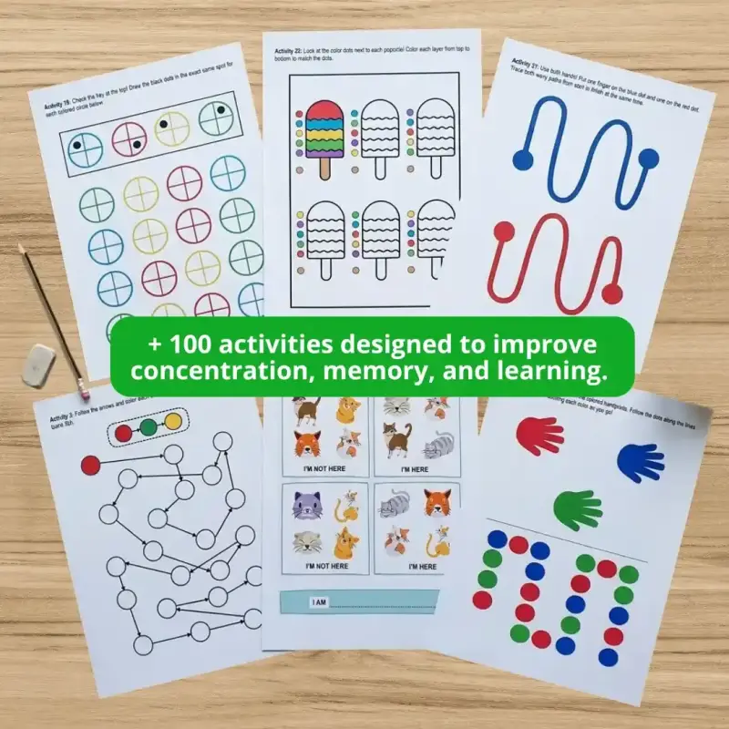 100+ activities to improve concentration, memory and learning
